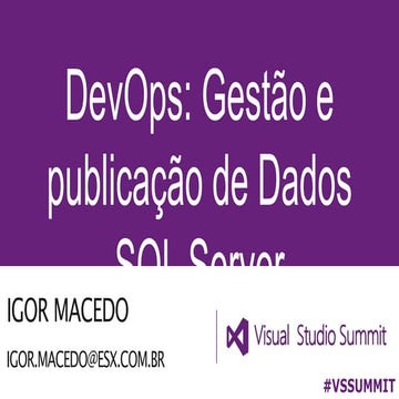 Devops: Gestão e publicação de Dados no SQL Server