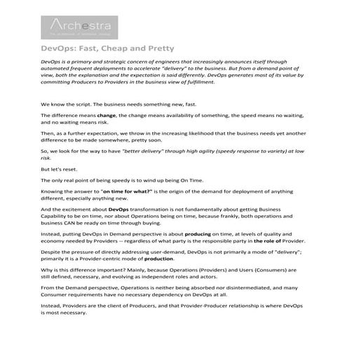 DevOps: Fast, Cheap and Pretty