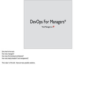 DevOps for Managers