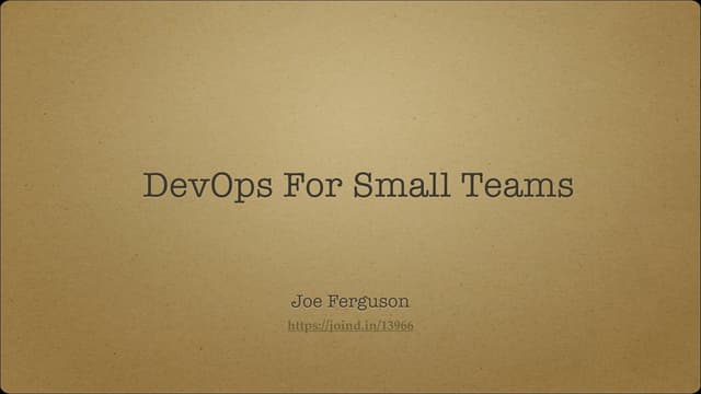 DevOps For Small Teams
