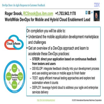 University of Miami Briefing: DevOps Steer – an agile response to customer fe...