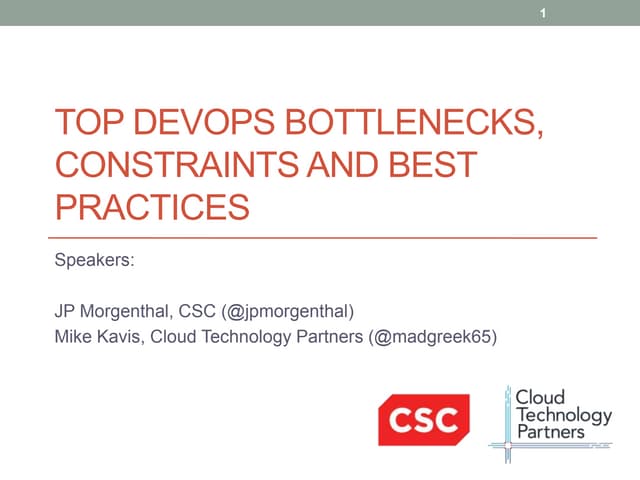 Top Devops bottlenecks, constraints and best practices