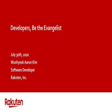 [DevRelCon Earth 2020] Developers, be the evangelist