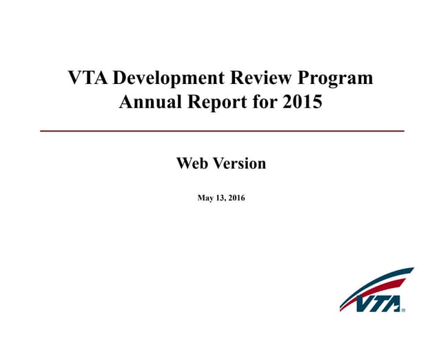 VTA Development Review Annual Report