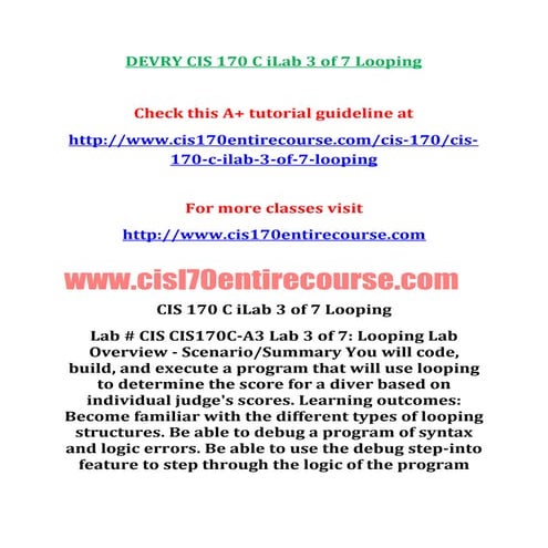 Devry cis-170-c-i lab-3-of-7-looping | PDF