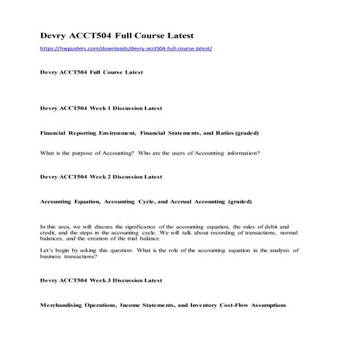 Devry acct504 full course latest