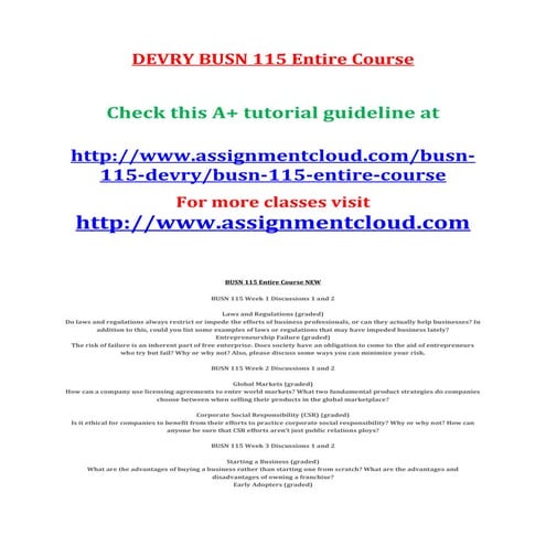 BUSN 115 Entire Course NEW | DOCX