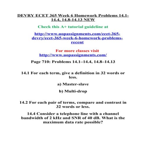 Devry ecet 365 week 6 homework problems 14