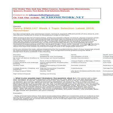 De vry engl 147 all assignments latest 2016 november