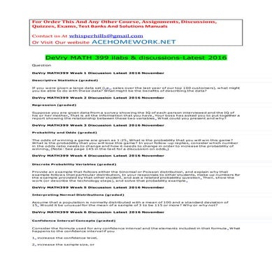 De vry math 399 ilabs &amp; discussions latest 2016