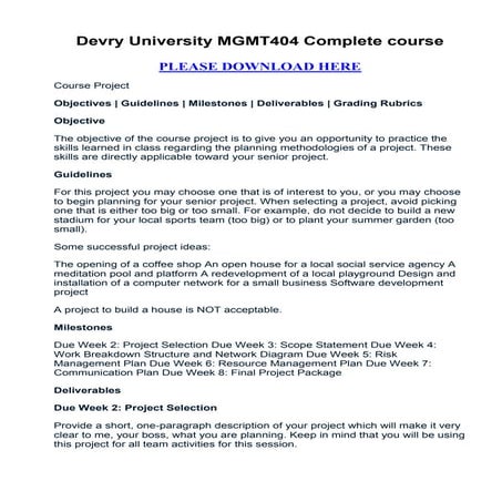 Devry university mgmt404 complete course