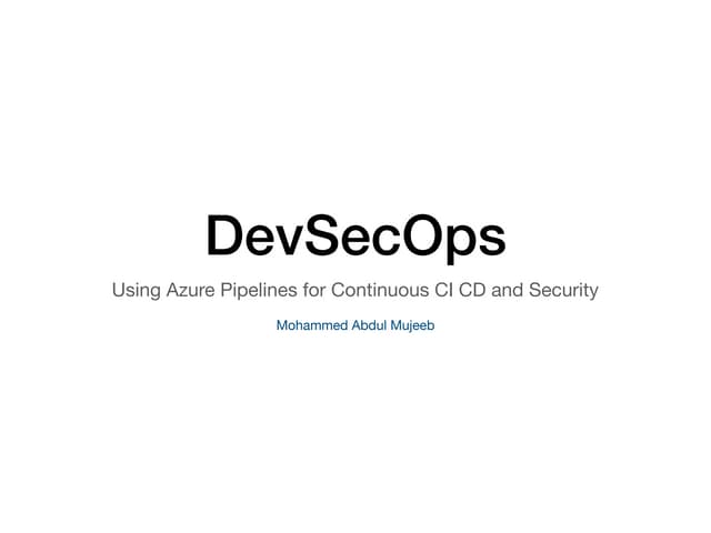 DevSecOps Basics with Azure Pipelines 
