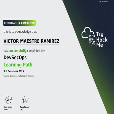 DevSecOps Learning Path - TryHackMe Certificate