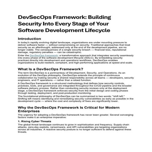 DevSecOps Framework: Building Security Into Every Stage of Your ...