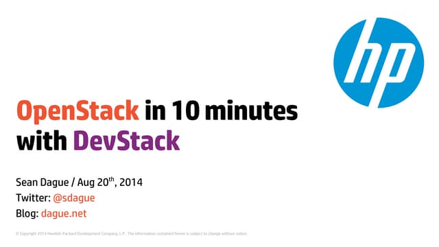 OpenStack in 10 minutes with Devstack
