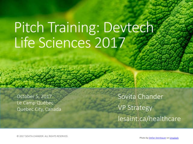 Pitch training for Life Sciences Startups: Devtech Life Sciences 2017 ...