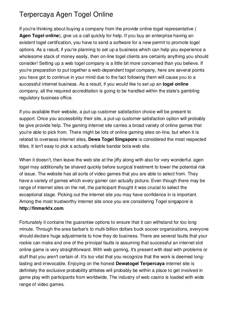 Terpercaya Agen Togel Online