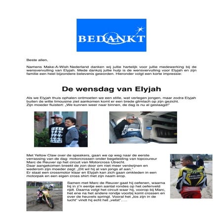 De wensdag van Elyjah - Make-A-Wish Nederland