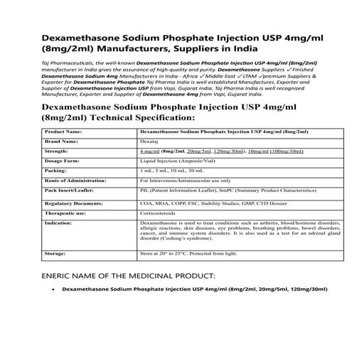 Dexamethasone Sodium Phosphate Injection USP 4mg-ml (8mg-2ml ...