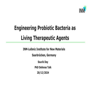 Engineering Probiotic Bacteria as Living Therapeutic Agents (Doctoral Thesis Presentation)