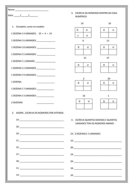 Dezena e unidade várias