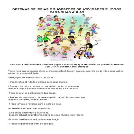 Dezenas de Ideias e Sugestões de Atividades e Jogos Para suas Aulas | PDF