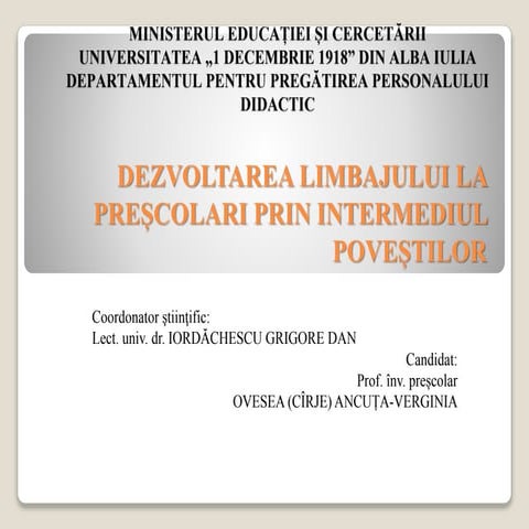 Dezvoltarea limbajului la preșcolari prin intermediul poveștilor