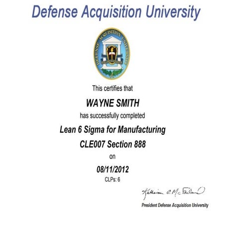 CLE 007 Lean 6 Sigma for Manufacturing