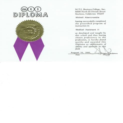 M.T.I. Medical Assistant II Diploma | PDF