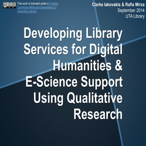 Digital Frontiers 2014: Developing Library Services for Digital Humanities & ...