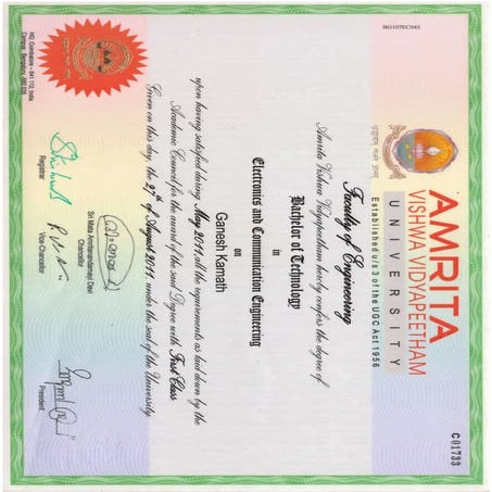 BTech University Certificate