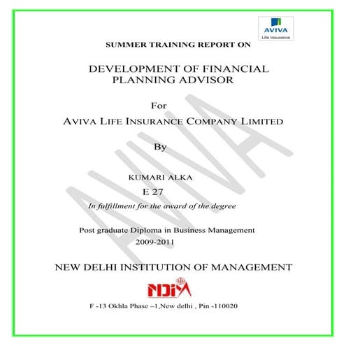 AVIVA internship project