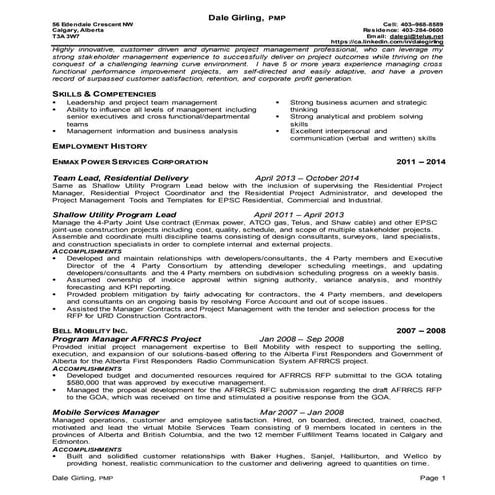 Dale Girling Resume 2014