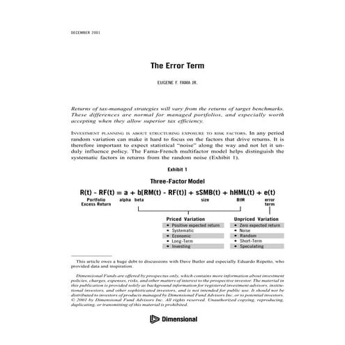 Dfa and the error term 12-2001