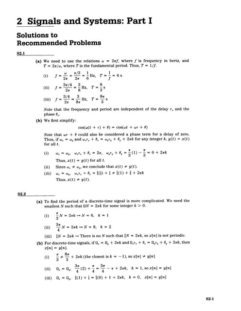 Signals and Systems Formula Sheet | PDF