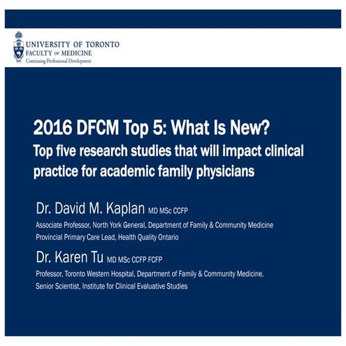 DFCM Top 5 research studies that will impact clinical practice