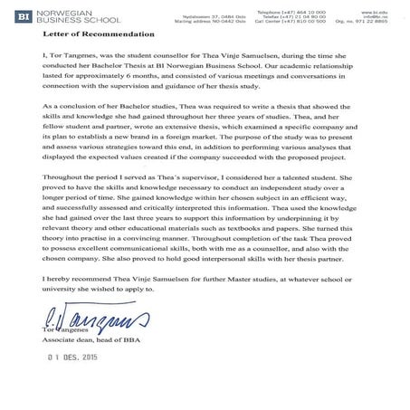 Letter of Recommendation | PDF
