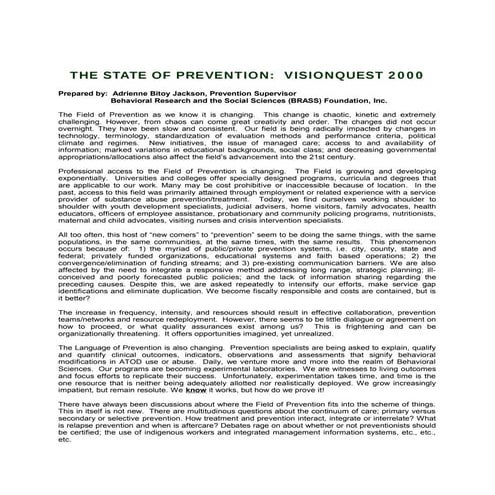 The State of Prevention- Visionquest 2000