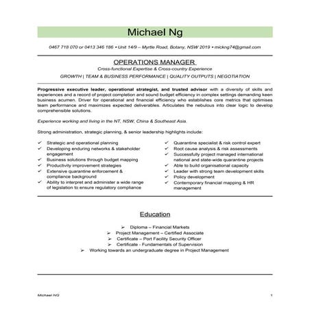 CV - OPERATIONS MANAGER | DOC