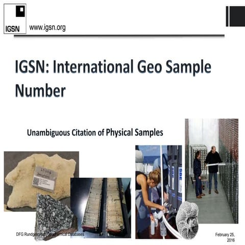 IGSN: The International Geo Sample Number (DFG Roundtable)