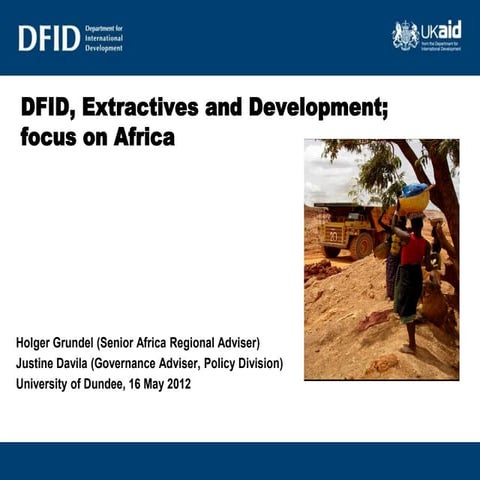 DfID, extractives and development, focus on africa