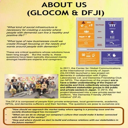 DFJI presentation at global dementia legacy event japan, Nov. 2014