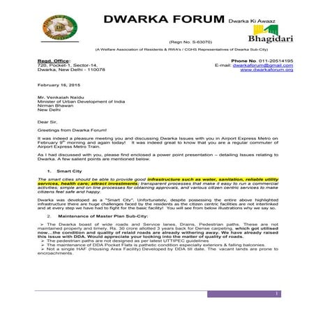 DF letter  Mr. Venkaih Naidu - Feb 16, 2015 