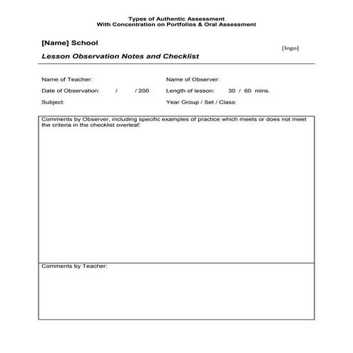 Observation sheet for teachers | DOCX | Educational Assessment | Education