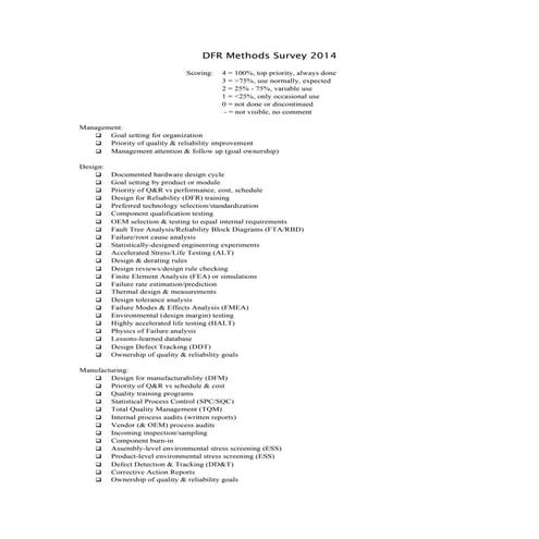 DFR Methods Survey 2014