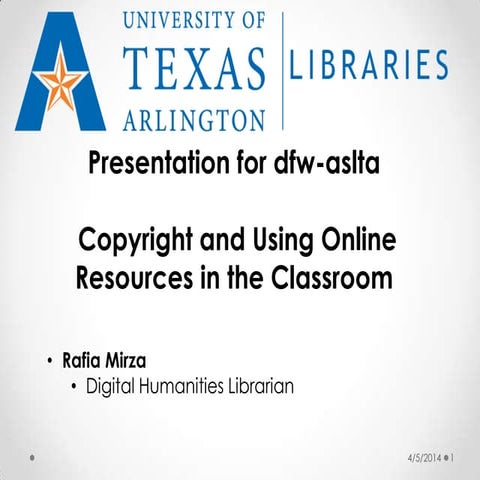 Copyright in the Classroom presentation for dfw-aslta 