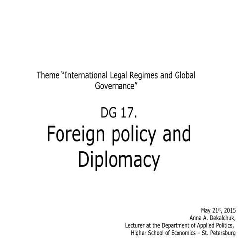 DG17 Diplomacy and Foreign Policy