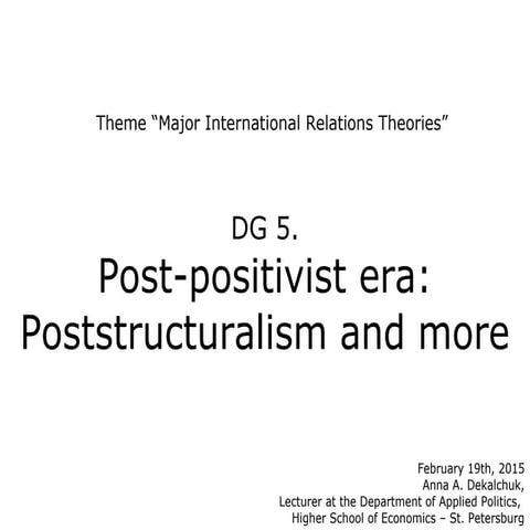 DG5 Postpositivist Era