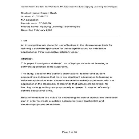 Learning Technology Research Project