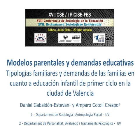ASE2014 Modelos parentales y demandas educativas - Daniel Gabaldón Estevan; M...